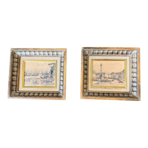 1940s Hermann Edouard Wagner, Watercolor Lithograph Titled "Paris" - a Pair
