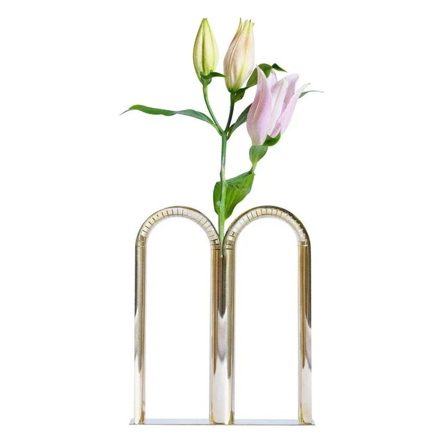 Metal Mirrored Brass Bicaudata Vase by Ilaria Bianchi For Sale - Image 7 of 7