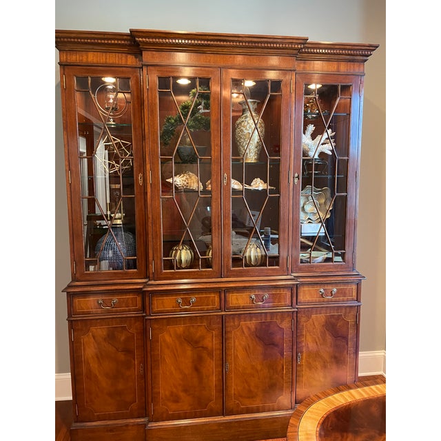2020s Four Door Traditional Georgian Mahogany Breakfront China Cabinet/Bookcase by Leighton Hall For Sale - Image 5 of 9