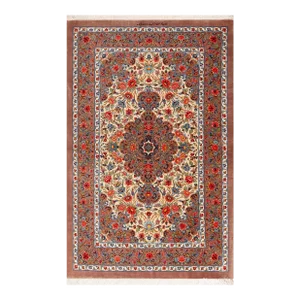 Nazmiyal Collection 1950s Fine Floral Design Vintage Persian Silk Qum Rug