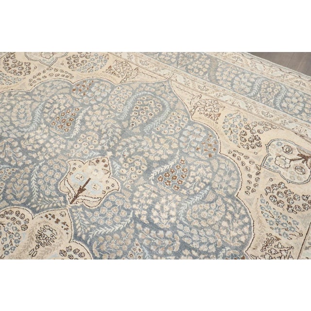 Vintage Blue Persian Tabriz Medallion Carpet - 9'5" x 12'3" For Sale - Image 4 of 10