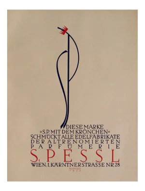 1923 Original German Poster, S. Pessl (Perfume House Logo)