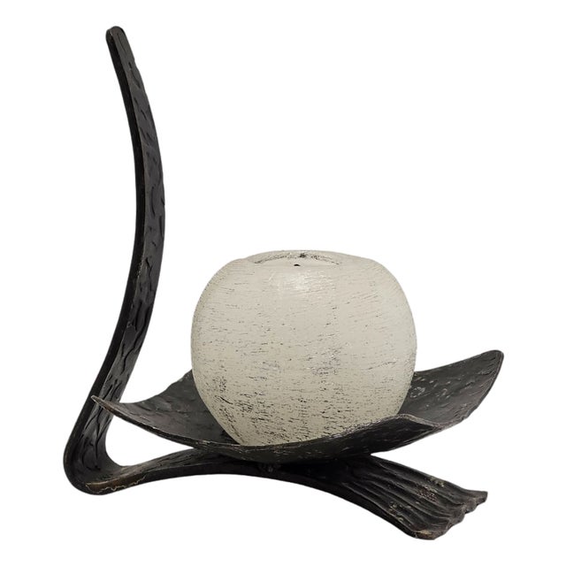 Vintage Brutalist Studio Craft Wrought Iron Candlestick, 1960s For Sale