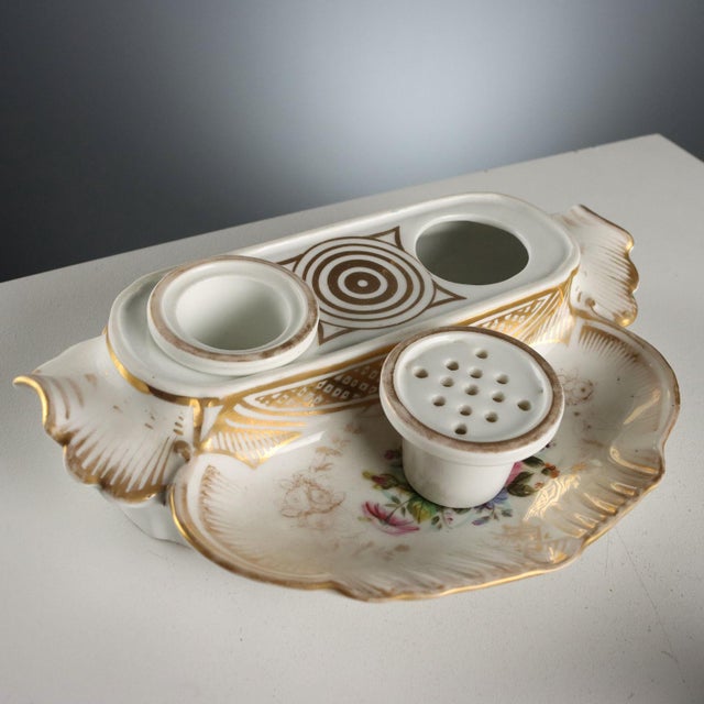 White French Inkwell in Porcelain For Sale - Image 8 of 10