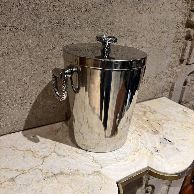 Ralph Lauren 1990s Ralph Lauren Ice Bucket Equestrian Braid Chrome Plates :Polished Steel For Sale - Image 4 of 12