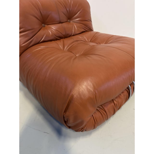 Vintage Italian Soriana Chair in Original Cognac Leather by Afra & Tobia Scarpa for Cassina, 1960s For Sale - Image 6 of 18
