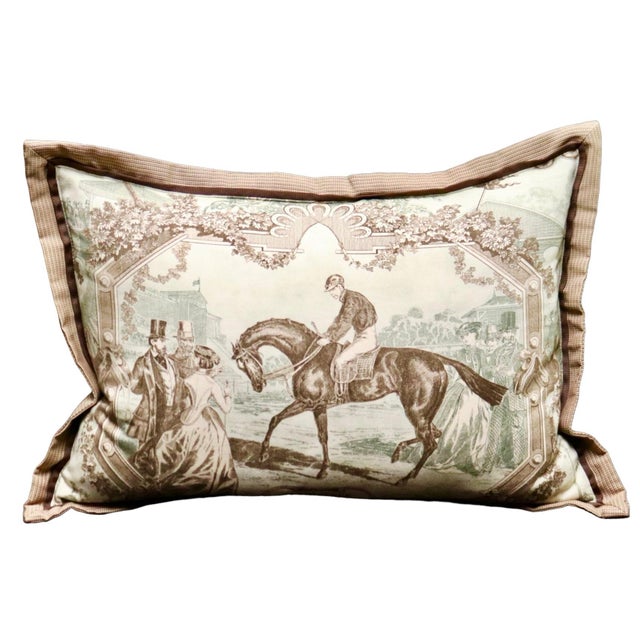 Textile Kravet Equestrian “Gladiateur” Pillow With Double Flange Trim For Sale - Image 7 of 12