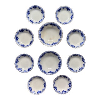 Late 19th Century Antique Grindley Flow Blue Hofburg Bowls - Set of 10 For Sale
