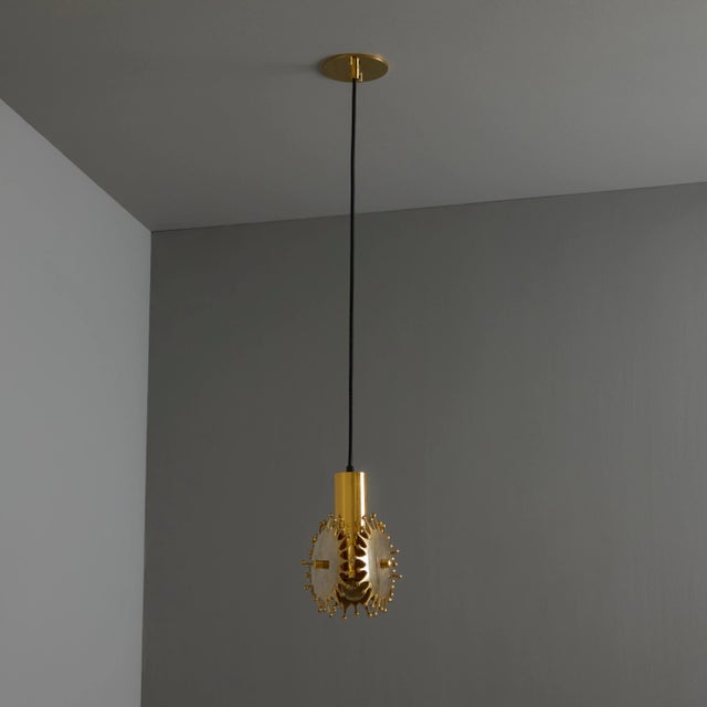Brass 1960s Sculptural Brass Pendant Lamp by Armatur Hantverk Tibro, Sweden For Sale - Image 8 of 12