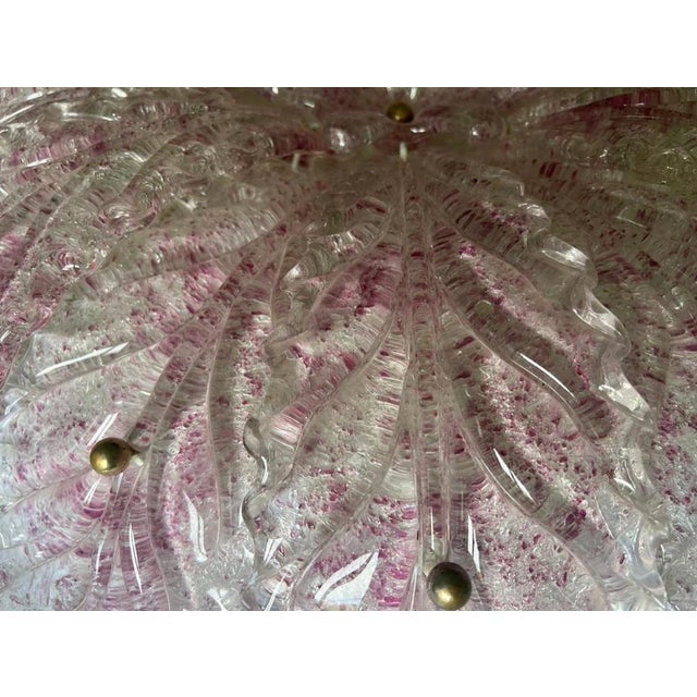 Glass Pink Blossom Ceiling Light in Murano Glass, 1980s For Sale - Image 7 of 11