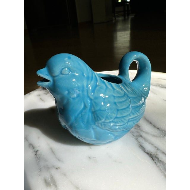 Late 20th Century Blue Bird Ceramic Creamer For Sale - Image 6 of 7