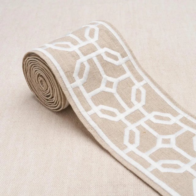 Contemporary SAMPLE - Schumacher Gazebo Trellis Tape In Natural For Sale - Image 3 of 4
