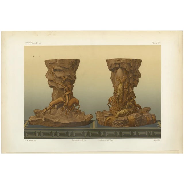 Audsley, Ornamental Pedestal Designs with Nature Motifs, 1884, Print For Sale