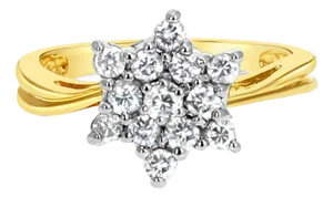 Star Shaped Diamond Cluster Ring .75cttw 14k Yellow Gold, Size 4
