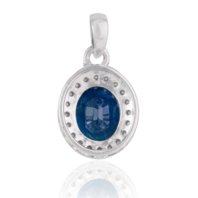 Not Yet Made - Made To Order Late 20th Century Royal 2.43 Ct Oval Blue Sapphire & Diamond Halo Pendant by Carat&Her For Sale - Image 5 of 13
