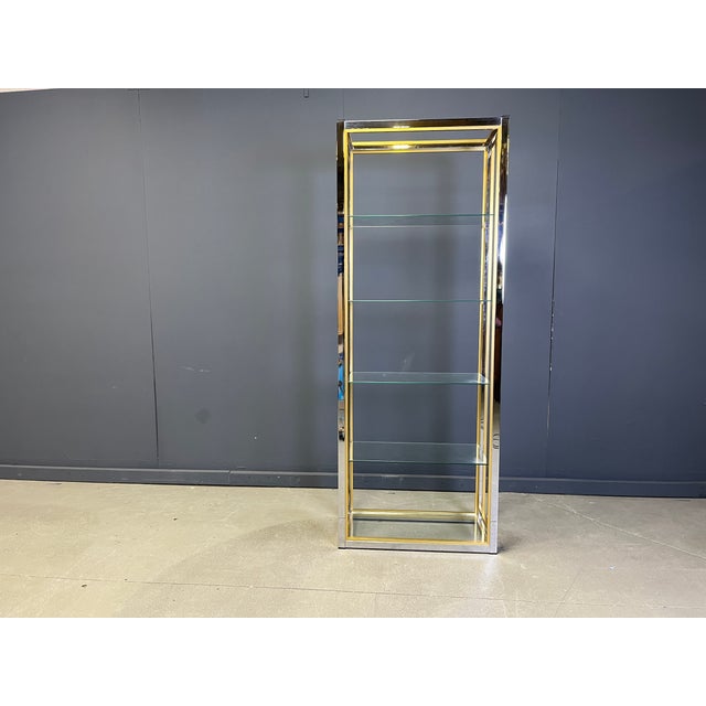 Brass, Glass, and Chrome Shelf from Renato Zevi, 1970s For Sale - Image 4 of 10