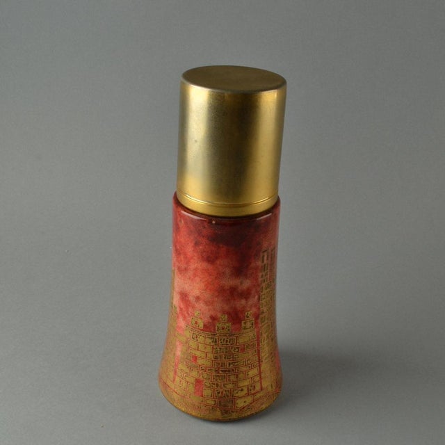 1950s Cocktail Shaker in Red and Gilded Parchment by Aldo Tura, 1950s For Sale - Image 5 of 11