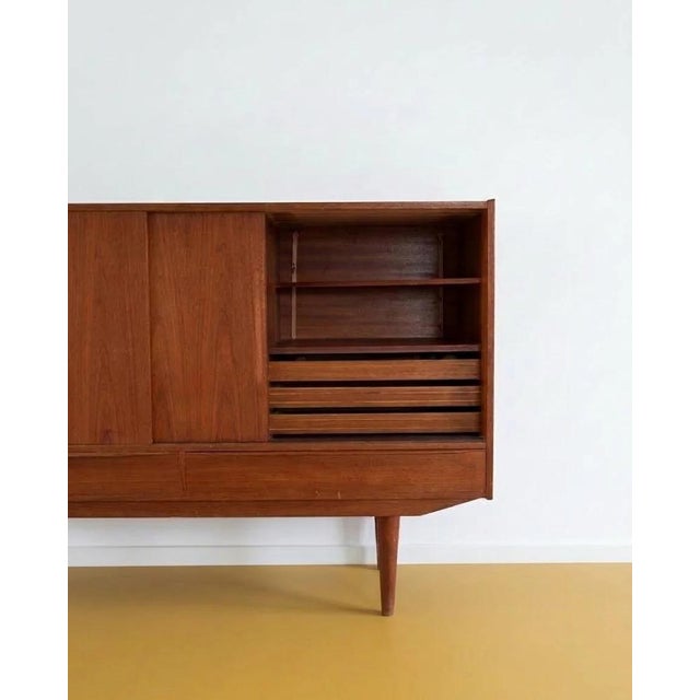 Mid-Century Modern Danish Teak Sideboard with Sliding Doors and Open Compartment, 1960s For Sale - Image 3 of 4