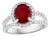 2.5 Carat Oval Treated Ruby & 2 ct Diamond Ring 14 Karat White Gold Size 7.25 For Sale