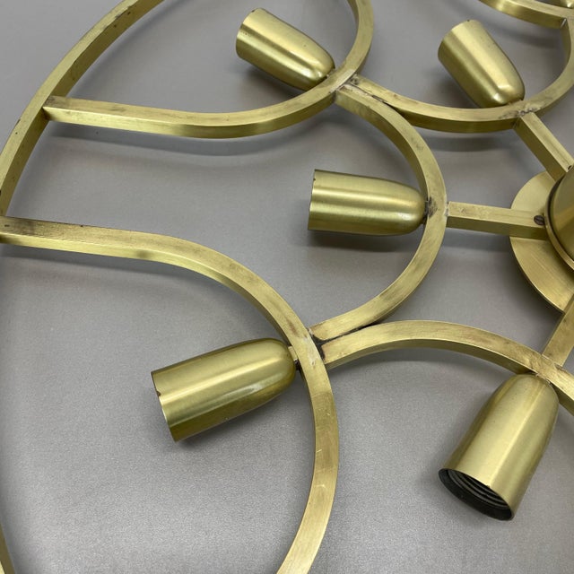 Large Brass Flush Mount in the style of Stilnovo, Italy, 1960s For Sale - Image 18 of 18