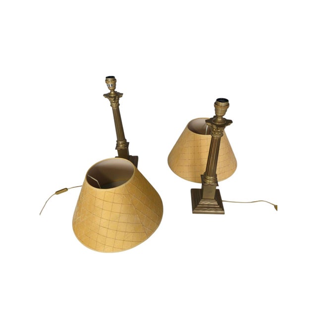 1990s Brass Corinthian Column Table Lamps from Laura Ashley Home, Portugal, 1995, Set of 2 For Sale - Image 5 of 9
