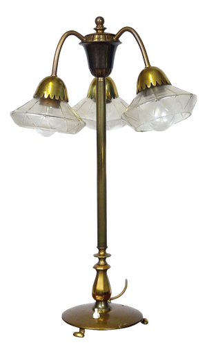 Vintage Brass and Glass Table Lamp, 1920s