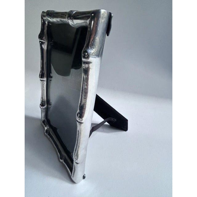 Silver Mariposa Faux Bamboo Cast Aluminum Picture Frame For Sale - Image 8 of 18