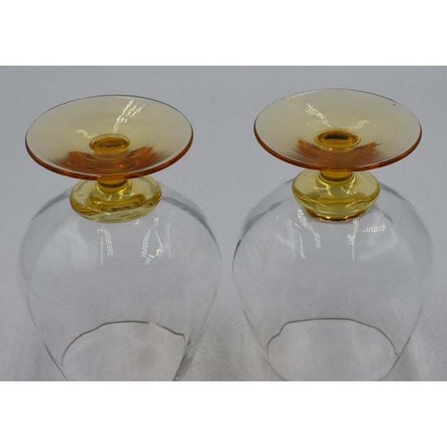 1960s Arte Icet Murano Cognac Brandy Snifter Compote Hand Blown Optic Glasses- Set of 2 For Sale In Palm Springs - Image 6 of 8