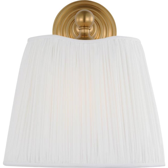 Matos 11" Sconce in Hand-Rubbed Antique Brass with Silk Pleat Shade Designer: Amber Lewis Finish: Hand-Rubbed Antique...