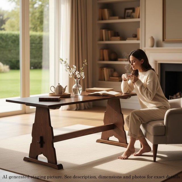 Antique Late 19th Century Oak Arts & Crafts Refectory Dining Table – Fine Quality This late 19th-century oak refectory...