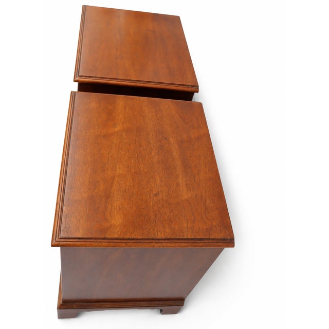 1980s Pair of Henredon Wood Nightstands With Open Shelves For Sale - Image 10 of 12
