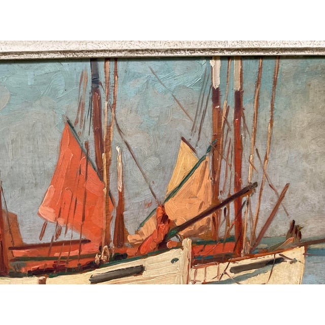 Vintage French Impressionist Harbor Scene Oil Painting, Lucien Lefebvre-Foinet Frame For Sale - Image 11 of 17