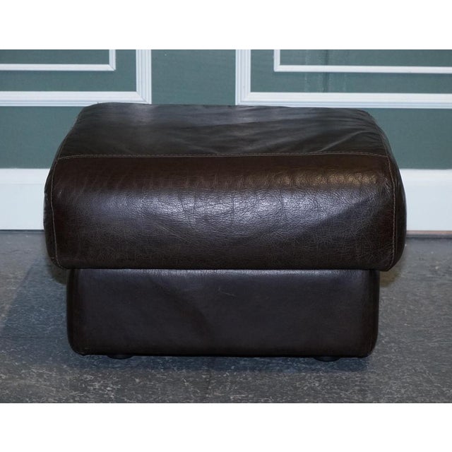 Vintage Brown Leather Ottoman For Sale - Image 4 of 11