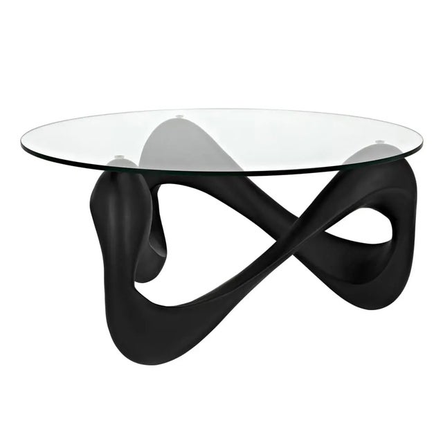 Mid-Century Modern NOIR Orion Coffee Table, Black Resin Cement with Glass For Sale - Image 3 of 5