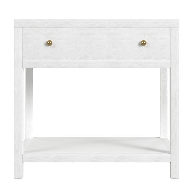 Spritely Home Accent Furniture Nora 30 in. W Rectangular Wood 1 Drawer Wide Nightstand with Lower Open Shelf, White For Sale - Image 4 of 8