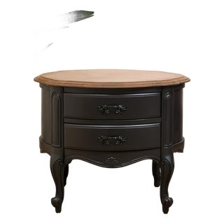 Black Vintage Burlwood Top Occasional Side Table For Sale