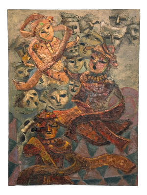 Takahashi Yoshikazu, Two Seated Figures, 1980s, Oil on Canvas