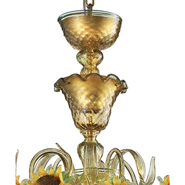 Glass Contemporary Venetian Sunflowers Murano Glass Chandelier For Sale - Image 7 of 12