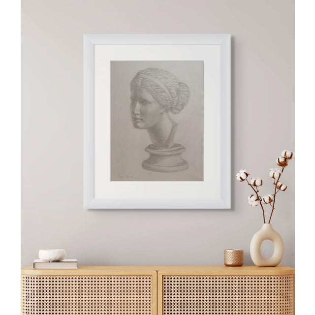 2020s “Venus De Milo” Original Classic Head Drawing Pencil on Paper by Anna Novick For Sale - Image 5 of 8