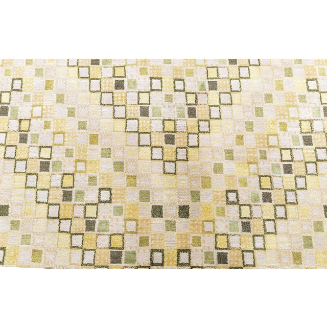 Modern Swedish Geometric Hand-Knotted Silk & Wool Pile Rug by Doris Leslie Blau For Sale In New York - Image 6 of 9