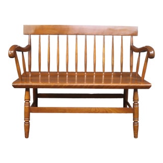 Solid Cherry Windsor Bench by Harden For Sale