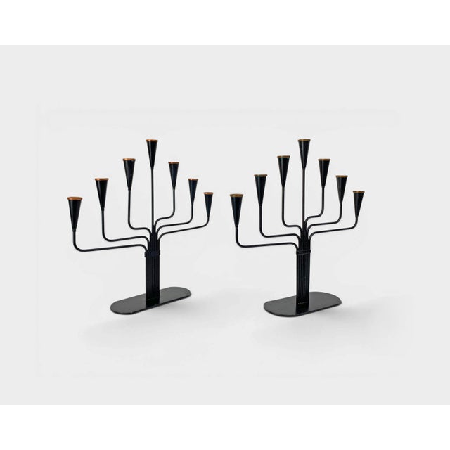 Seven-Arm Candelabras by Gunnar Ander for Ystad Metall, Sweden, 1950s, Set of 2 For Sale - Image 13 of 13