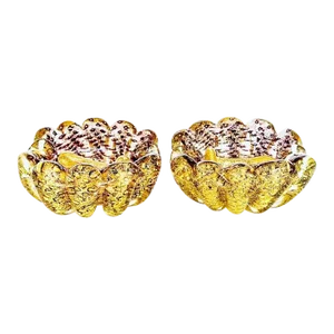 1950s Pair Barovier Bowls Cornonato Oro Purple Amethyst Murano Glass Mortar & Pestle