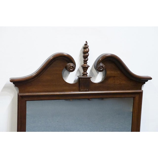 Ethan Allen Ethan Allen Georgian Court Solid Cherry Traditional 34" Pediment Mirror W. Spiral Finial 11-5220 For Sale - Image 4 of 8