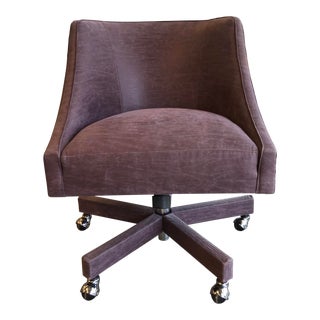 Contemporary Verellen Melvin Purple Leather Desk Chair For Sale