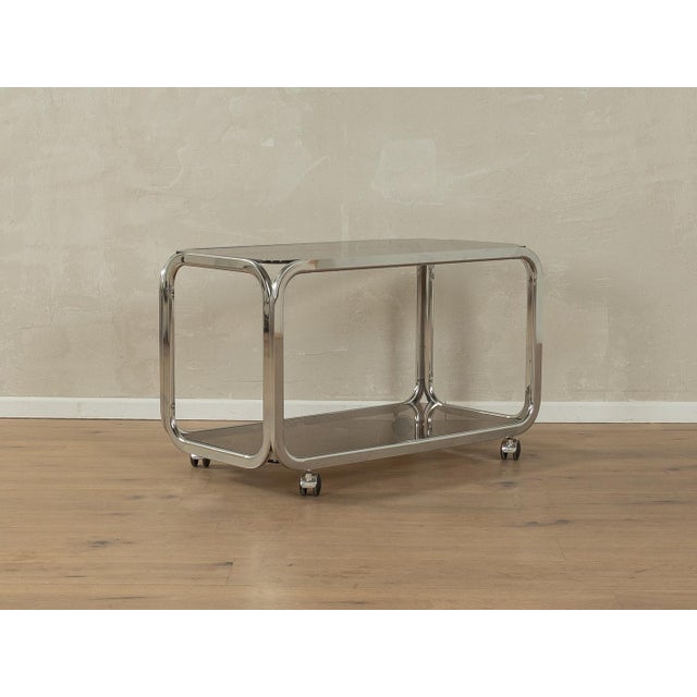 Glass Side Table with Wheels, 1970s For Sale - Image 9 of 9