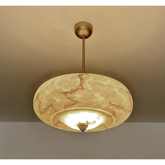 Art Deco Pendant Light in Marble Glass, 1930s For Sale - Image 4 of 18