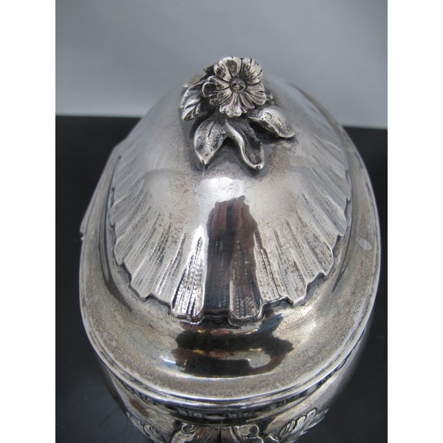 Swedish Rococo Style Sterling Silver Floral Sugar Box Casket With Hinged Lid For Sale - Image 12 of 12
