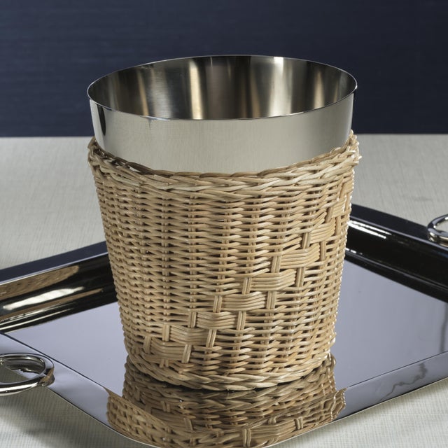 2020s The Palmier Wicker Steel Wine Bucket For Sale - Image 5 of 6