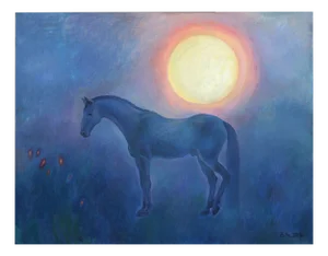 Zita Sudnika, The Moon and the Horse, Oil on Canvas